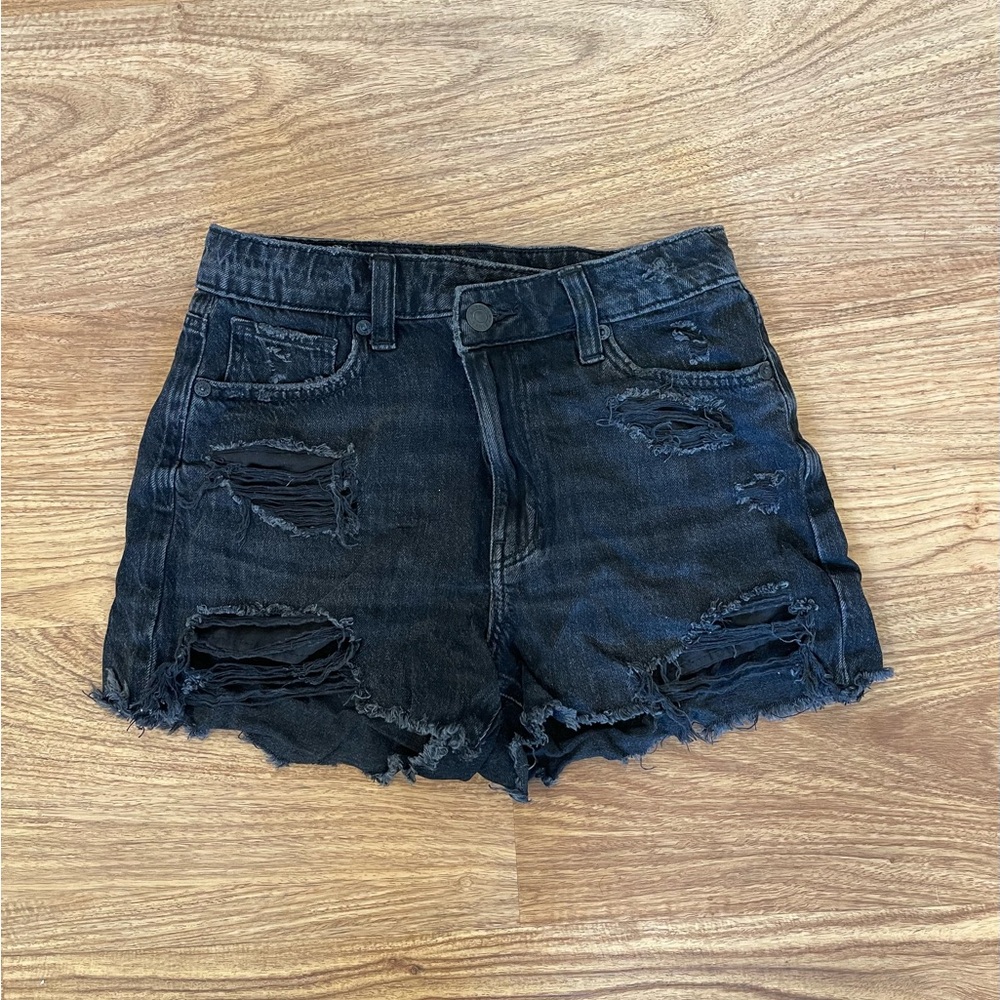 American Eagle Outfitters Black Jean Shorts Distressed